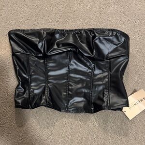 🆕 SHEIN Glossy Black Corset Top. M. NWT!💥